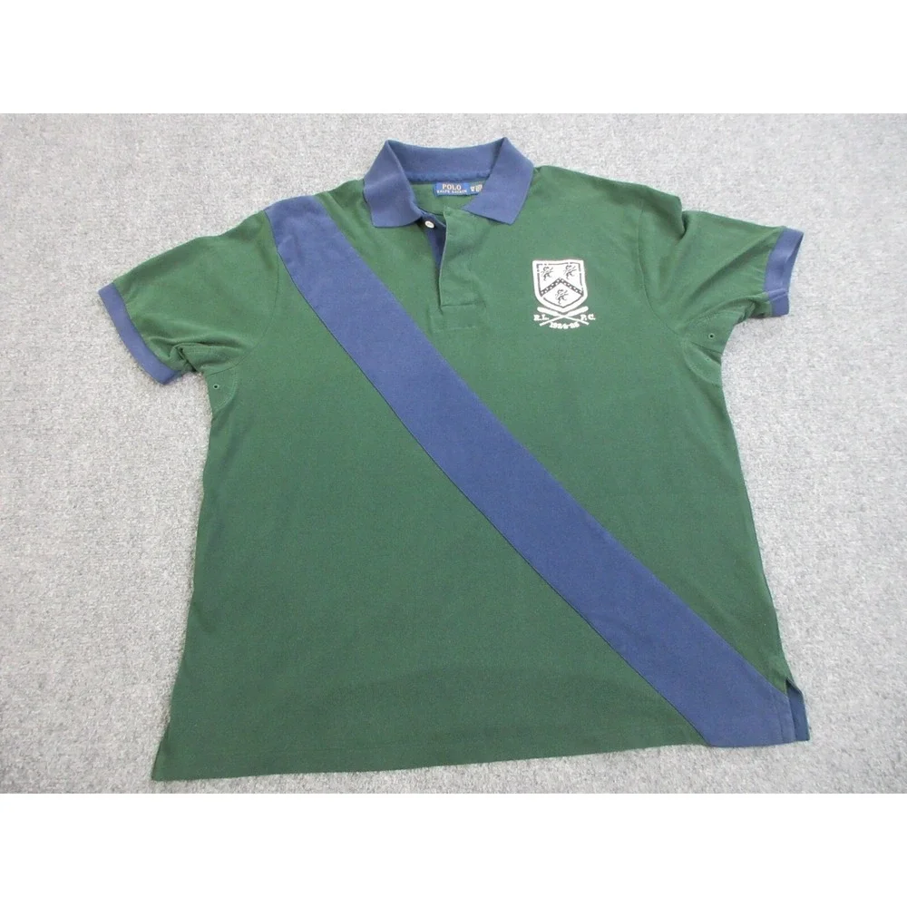 Ralph Lauren Polo Shirt Mens 1XB Green Rugby Patch Crest RLPC Logo
